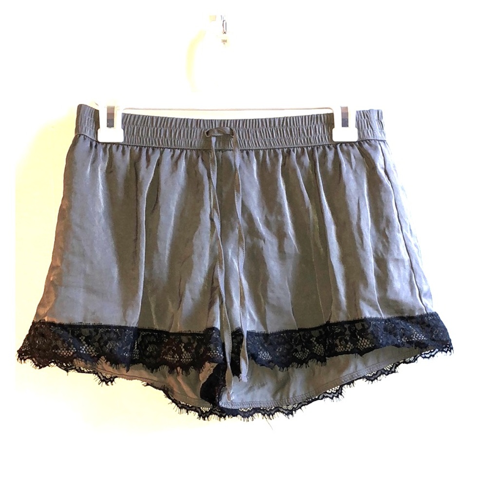 Silky gray shorts with lace